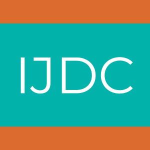 IJDC in a white font on a green background with an orange trim.